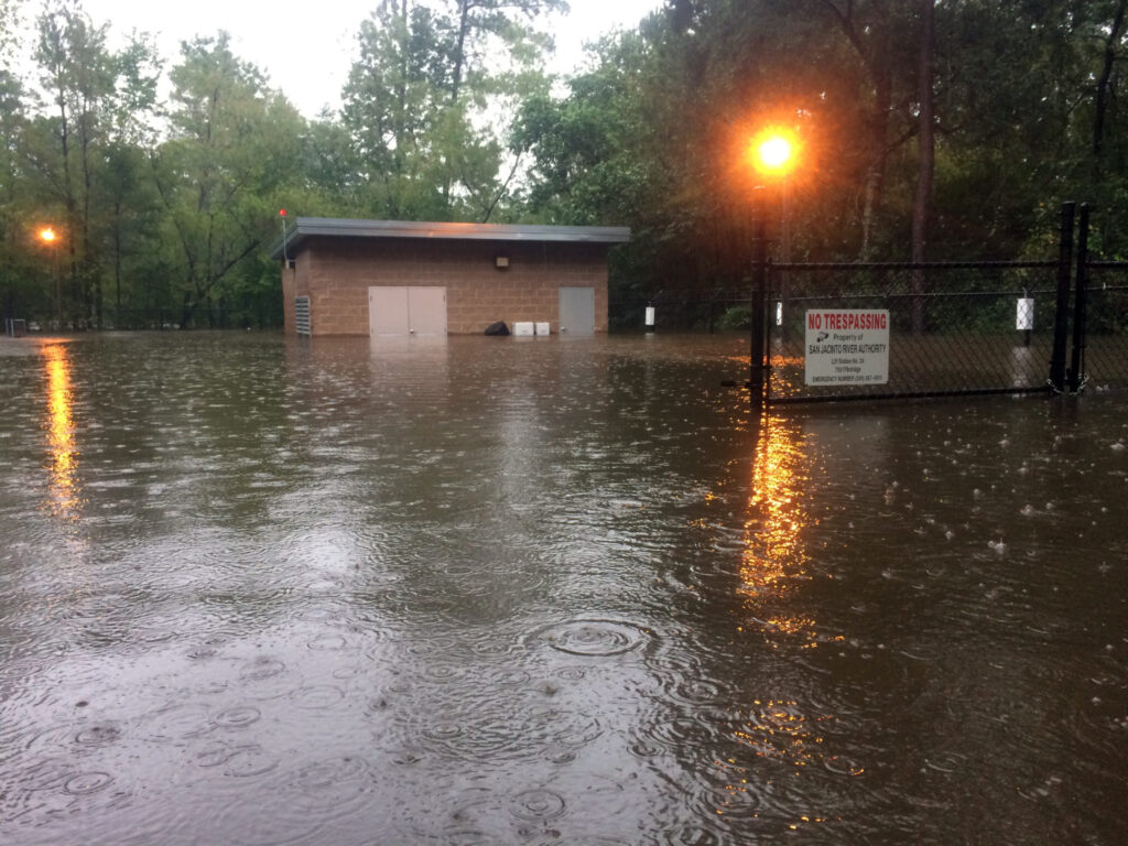 Photo of Hurricane Harvey flooding in The Woodlands Division of San Jacinto River Authority